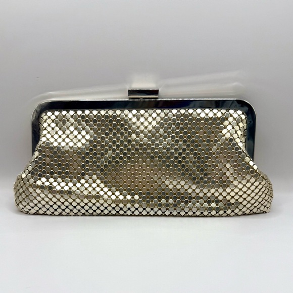 LuLu Townsend Gold Silver Matte Mesh Evening Convertible Clutch Bag Purse - Picture 6 of 10